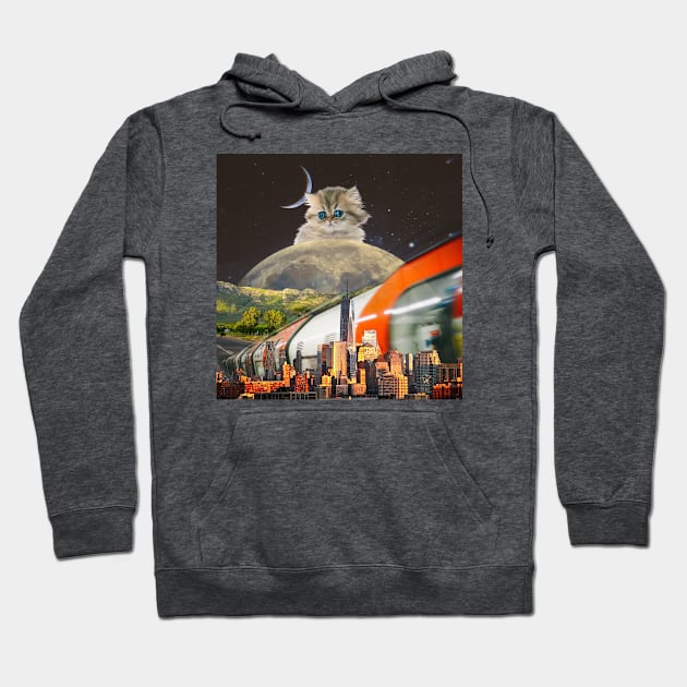 Metropolitan Dreams: A Surreal Collage to Wanderlust Hoodie by Amourist